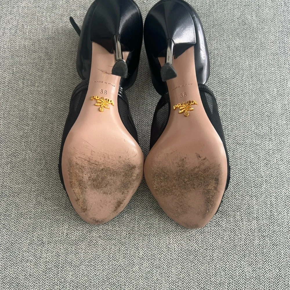 LUXURY PRADA PUMPS SHOES BLACK LEATHER EU 38 - Picture 8 of 11